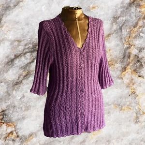 90s Violet Purple Short Sleeve Button Down Sweater